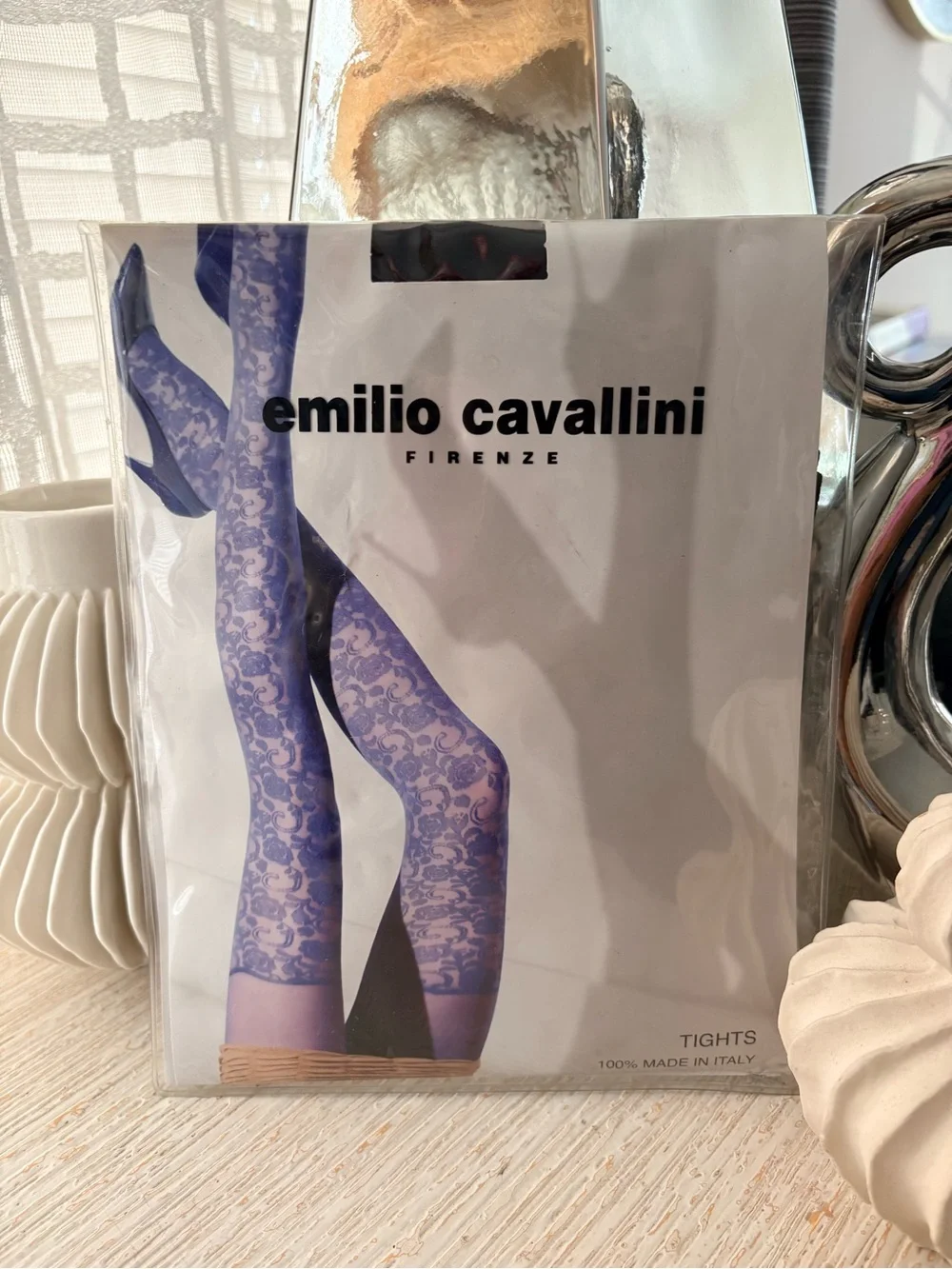 NWT Emilio Cavallini Black Illusion Florea Tights Size M/L Made in Italy